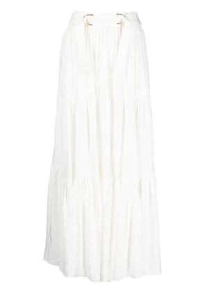 Acler belted-waist tiered skirt - White