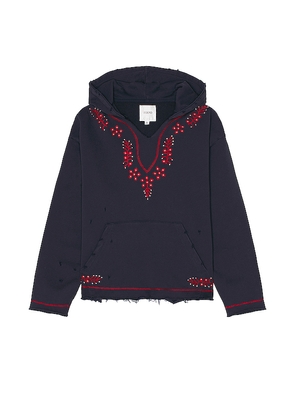 Found Paisley Embroidered Hoodie in Navy. Size M, L, XL/1X.