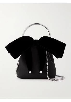 Jimmy Choo - Bon Bon Bow-embellished Velvet-trimmed Satin Bucket Bag - Black - One size