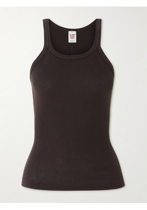 RE/DONE - Ribbed Cotton-jersey Tank - Brown - x small,small,medium,large