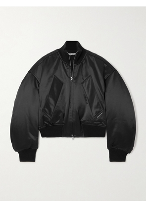 Alexander Wang - Cropped Padded Cotton-blend Satin Bomber Jacket - Black - xx small,x small,small,medium,large