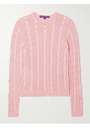 Ralph Lauren Collection - Metallic Cable-knit Silk Sweater - Pink - xx small,x small,small,medium,large,x large,xx large
