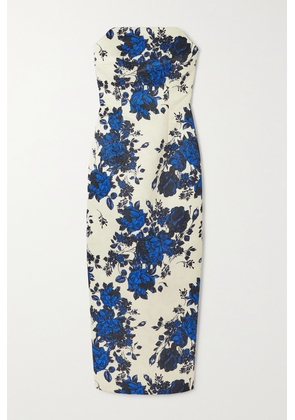 Emilia Wickstead - Yulie Strapless Floral-print Taffeta-faille Midi Dress - Blue - UK 6,UK 8,UK 10,UK 12,UK 14,UK 16,UK 18