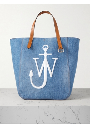JW Anderson - Cabas Leather-trimmed Embroidered Denim Tote - Blue - One size