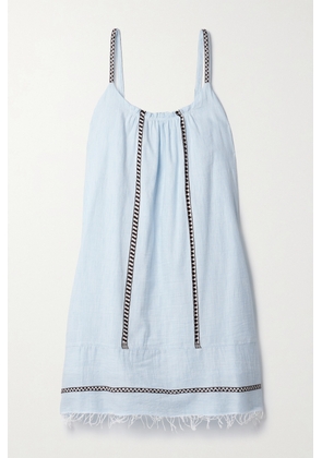 lemlem - + Net Sustain Zina Fringed Cotton-blend Mini Dress - Blue - x small,small,medium,large