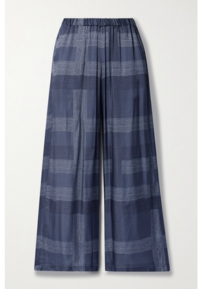 lemlem - + Net Sustain Desta Striped Charmeuse Straight-leg Pants - Blue - x small,small,medium,large