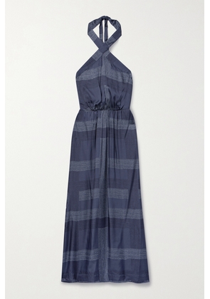 lemlem - + Net Sustain Ajani Striped Charmeuse Halterneck Midi Dress - Blue - x small,small,medium,large