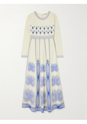 Emporio Sirenuse - Tracey Paneled Embroidered Linen And Cotton-blend Maxi Dress - White - IT38,IT40,IT42,IT44,IT46,IT48