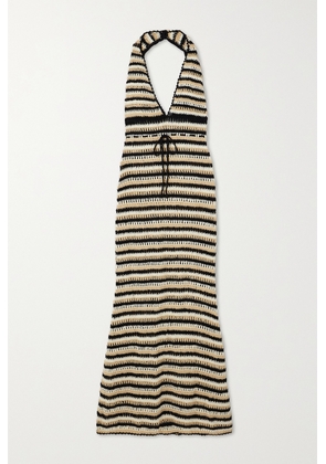 Faithfull The Brand - + Net Sustain Torcello Striped Crocheted Cotton Maxi Dress - Brown - XS/S,S/M,L/XL