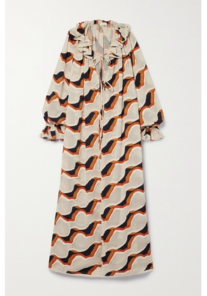Ulla Johnson - Echo Oversized Ruffled Printed Devoré-voile Maxi Dress - Neutrals - US0,US2,US6