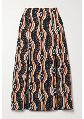 Ulla Johnson - Shaia Bead-embellished Embroidered Printed Cotton Midi Skirt - Black - US0,US2,US4,US6,US8,US10