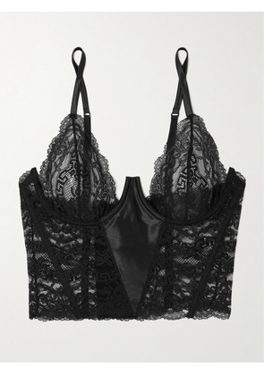 Versace - Lace And Stretch-satin Underwired Bustier - Black - 1,2,3,4,5