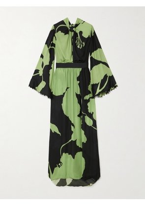 Johanna Ortiz - + Net Sustain Embellished Twist-front Floral-print Silk Maxi Dress - Green - US2,US4,US6,US8