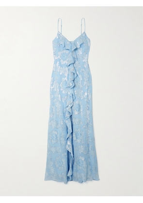 LoveShackFancy - June Ruffled Fil-coupé Silk-blend Georgette Dress - Blue - US00,US0,US2,US4,US6,US8,US10,US12