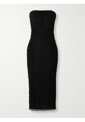 Charo Ruiz - Ynisa Strapless Broderie Anglaise Cotton-blend Midi Dress - Black - x small,small,medium,large,x large
