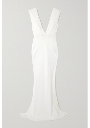 16ARLINGTON - Sina Cape-effect Crepe Gown - White - UK 6,UK 8,UK 10,UK 12