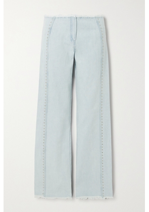 SIEDRÉS - Giny Frayed Embellished High-rise Wide-leg Jeans - Blue - EU 34,EU 36,EU 38,EU 40,EU 42