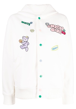 CHOCOOLATE motif-embroidery hooded jacket - White
