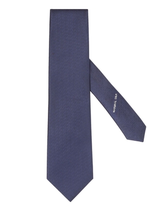 Zegna logo-embroidered silk tie - Blue
