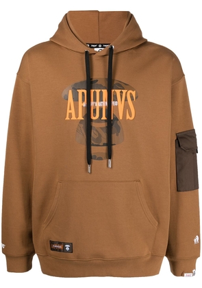 AAPE BY *A BATHING APE® logo-print panelled hoodie - Brown