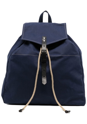 YMC Herringbone cotton backpack - Blue