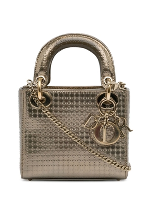 Christian Dior 2017 pre-owned mini Metallic Lady Dior Microcannage two-way bag - Gold