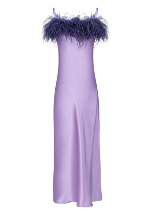 Sleeper Boheme feather-trim satin dress - Purple