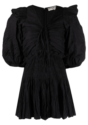 Sea crinkle-finish V-neck mini dress - Black
