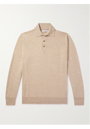 Brunello Cucinelli - Virgin Wool and Cashmere-Blend Polo Shirt - Men - Neutrals - IT 46