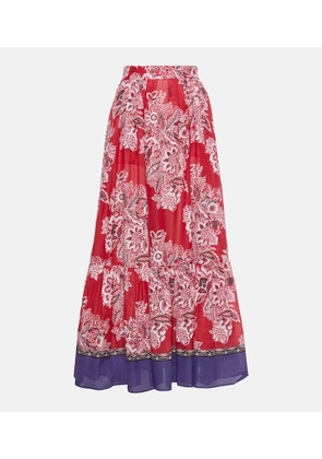 Etro High-rise cotton and silk maxi skirt