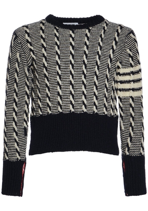 Bicolor Twist Cable Wool Sweater