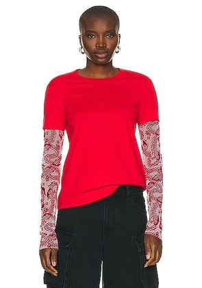 Givenchy Double Layer Long Sleeve T Shirt in Vermilion - Red. Size L (also in M, S, XS).