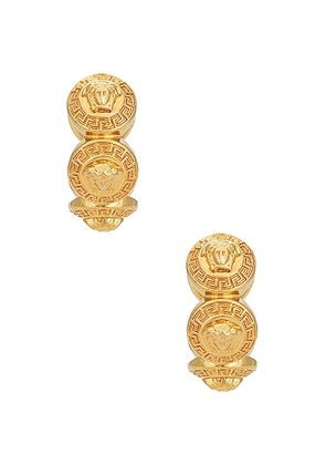 VERSACE Textured Earrings in Gold - Metallic Gold. Size all.