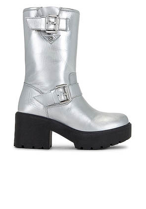 Moschino Jeans Soft Leather Boot in Silver - Metallic Silver. Size 36 (also in 37, 38, 39, 40, 41).