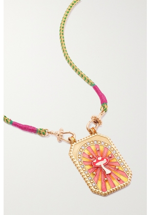 Marie Lichtenberg - Pink Mushroom 14-karat Gold, Silk, Enamel And Diamond Necklace - One size