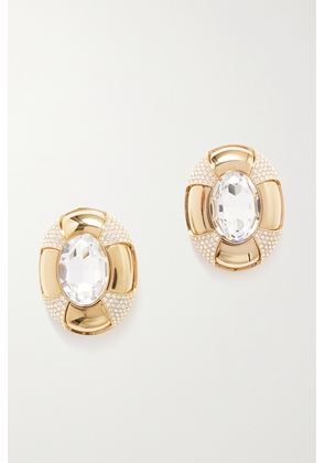 SAINT LAURENT - Gold-tone Crystal Clip Earrings - One size