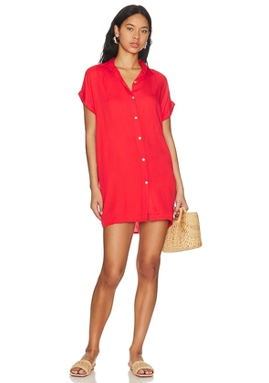 Indah Laura Mini Shirt Dress in Red. Size XS.