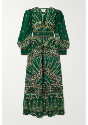 Camilla - Embellished Printed Silk-crepe Maxi Dress - Green - xx small,x small,small,medium,large,x large,xx large