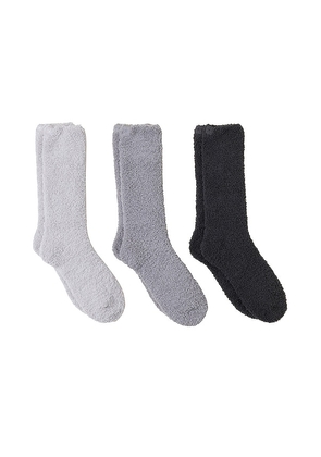 Barefoot Dreams Cozychic 3 Pair Sock Set in Grey.