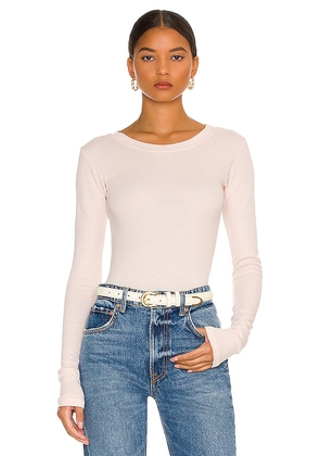 LA Made Long Sleeve Crew Neck Top in Ivory. Size S.