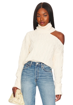 PAIGE Cropped Cable Knit Raundi in Ivory. Size XL.