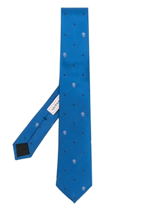 Alexander McQueen patterned-jacquard silk tie - Blue