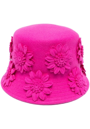 Valentino Garavani floral-appliqué wool hat - Pink