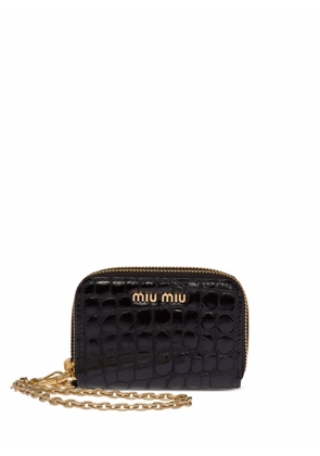 Miu Miu crocodile-embossed leather cardholder wallet - Black