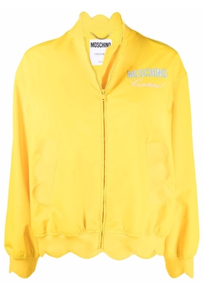 Moschino embroidered-logo zip-up bomber jacket - Yellow