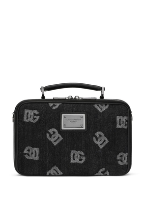 Dolce & Gabbana logo-jacquard denim crossbody bag - Black