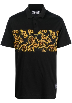 Versace Jeans Couture baroque pattern-print polo shirt - Black