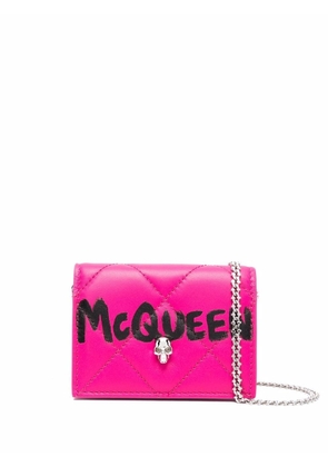Alexander McQueen logo-graffiti quilted purse bag - Pink