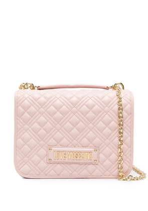Love Moschino logo-plaque quilted shoulder bag - Pink