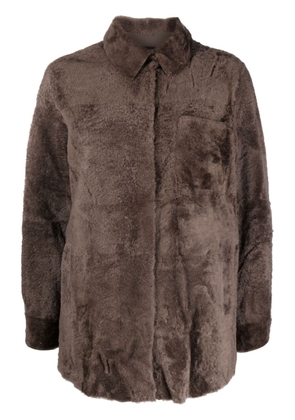 Blancha shearling shirt jacket - Brown